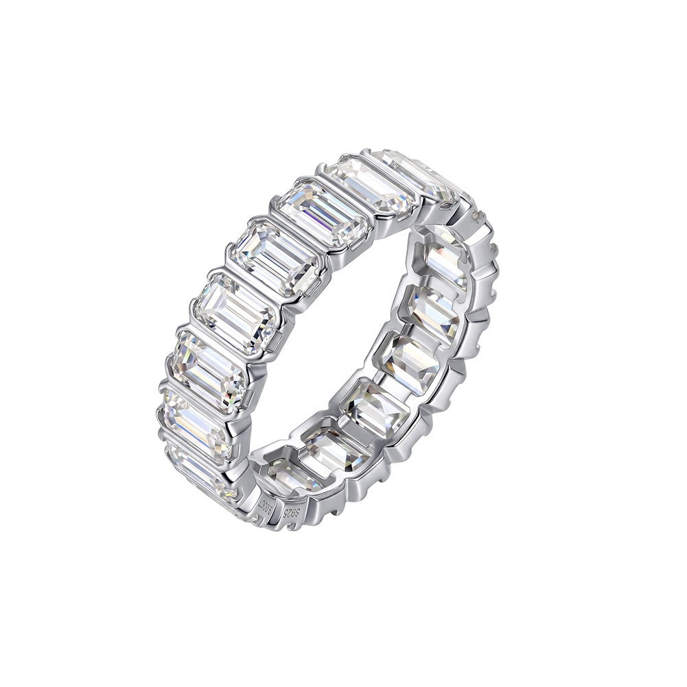 Kemston Baguette Moissanite Eternity Ring for Women 925 Sterling Silver SMOR27