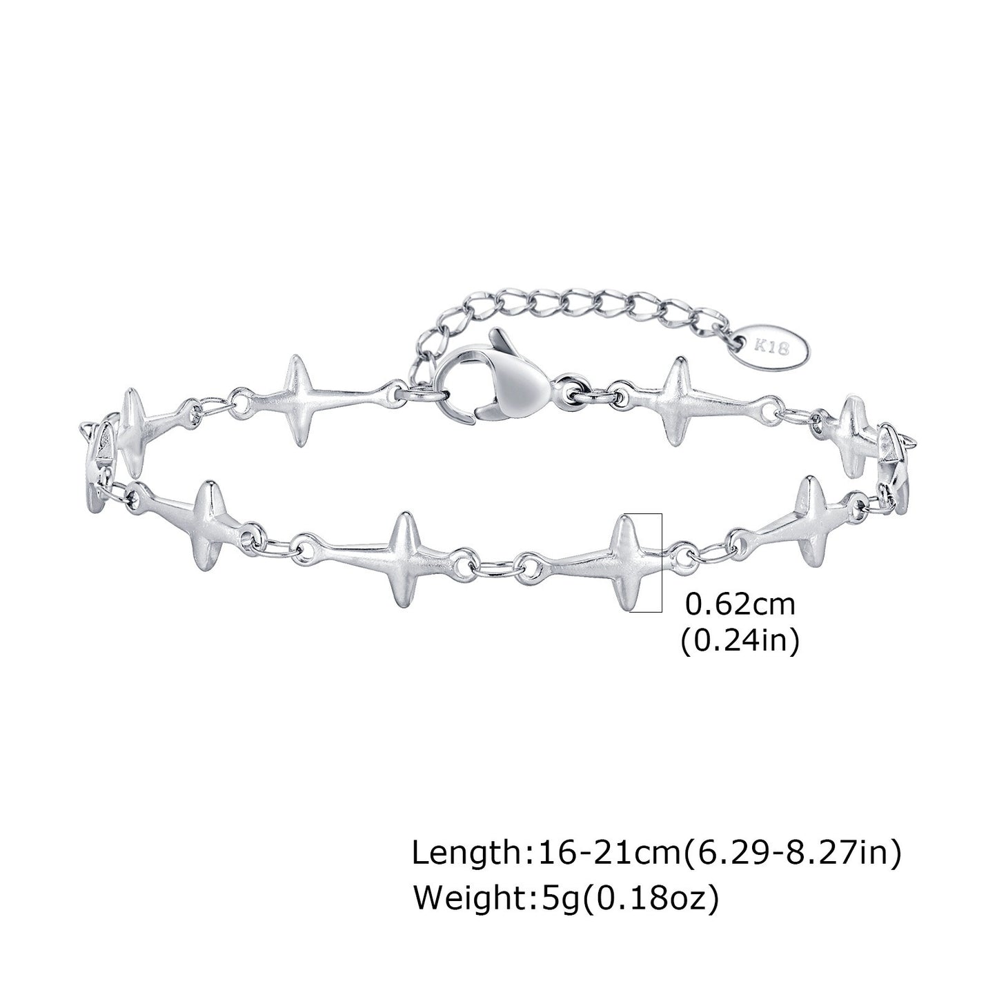 Pulsera apilable vintage de estrella de cuatro puntas: joyería celestial de acero inoxidable para un toque de elegancia cotidiana (1951)