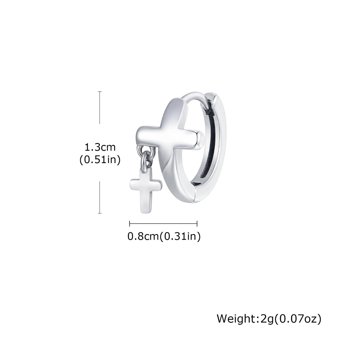 Kemstone Stainless Steel Cross Hoop Earrings for Men EH-788