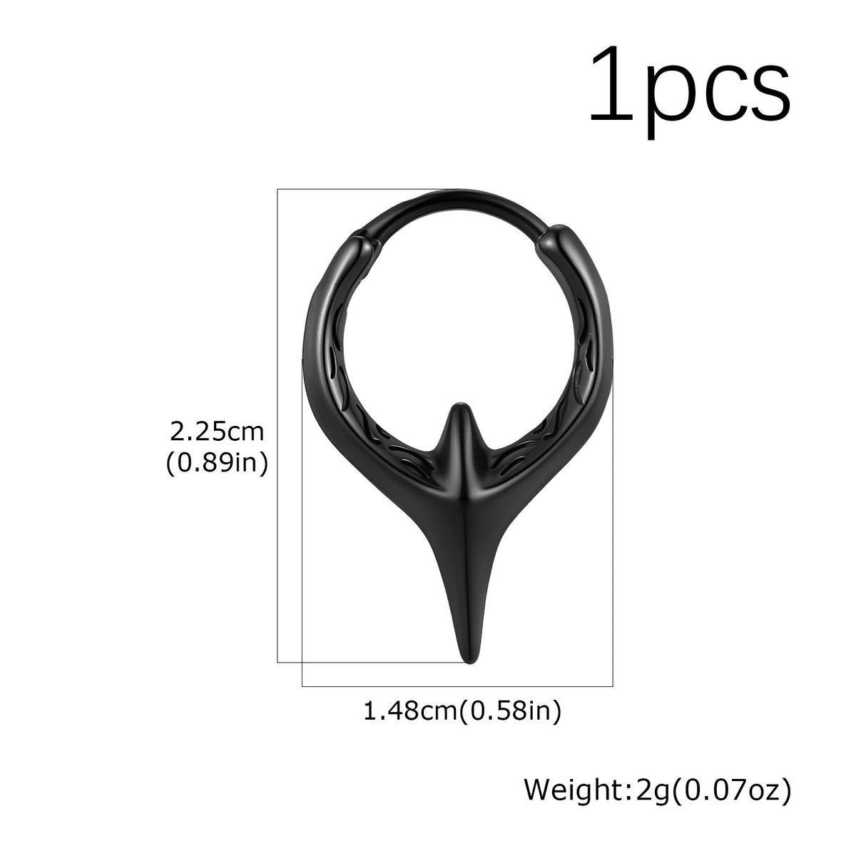 Kemstone Black Star Hoop Earring for Men Stainless Steel Four Point EH-829