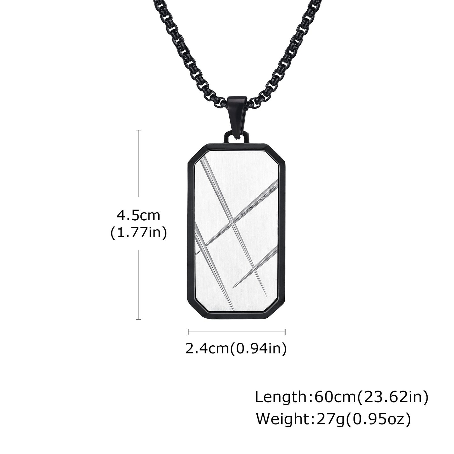 Kemstone Stainless Steel Bar Pendant Necklace for Men PN-1926