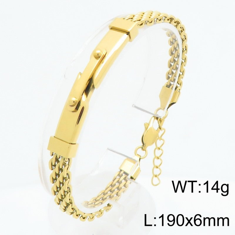 Kemstone Titanium Steel Woven Chain Bracelet for Men Curved Plate KB213344-KFC