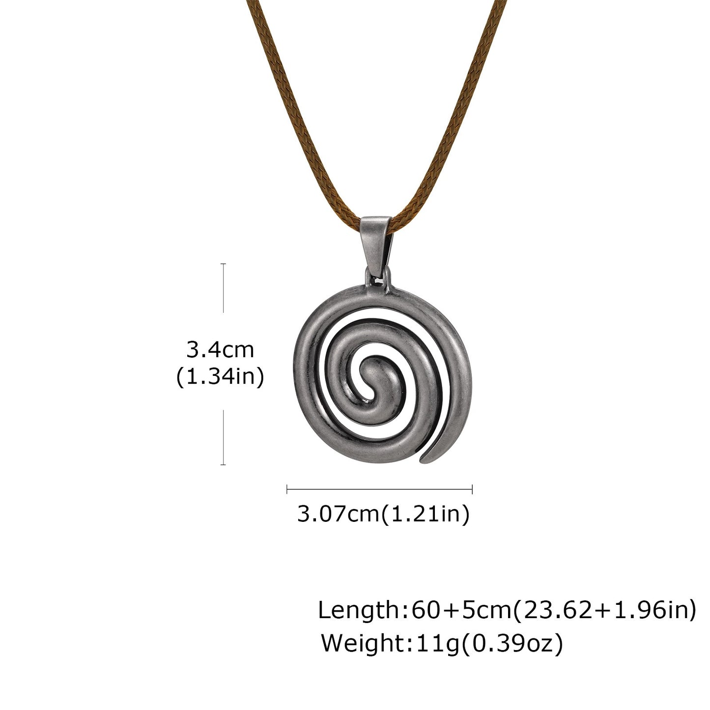 Kemstone Stainless Steel Spiral Pendant Necklace for Men Swirl Design PN-2299