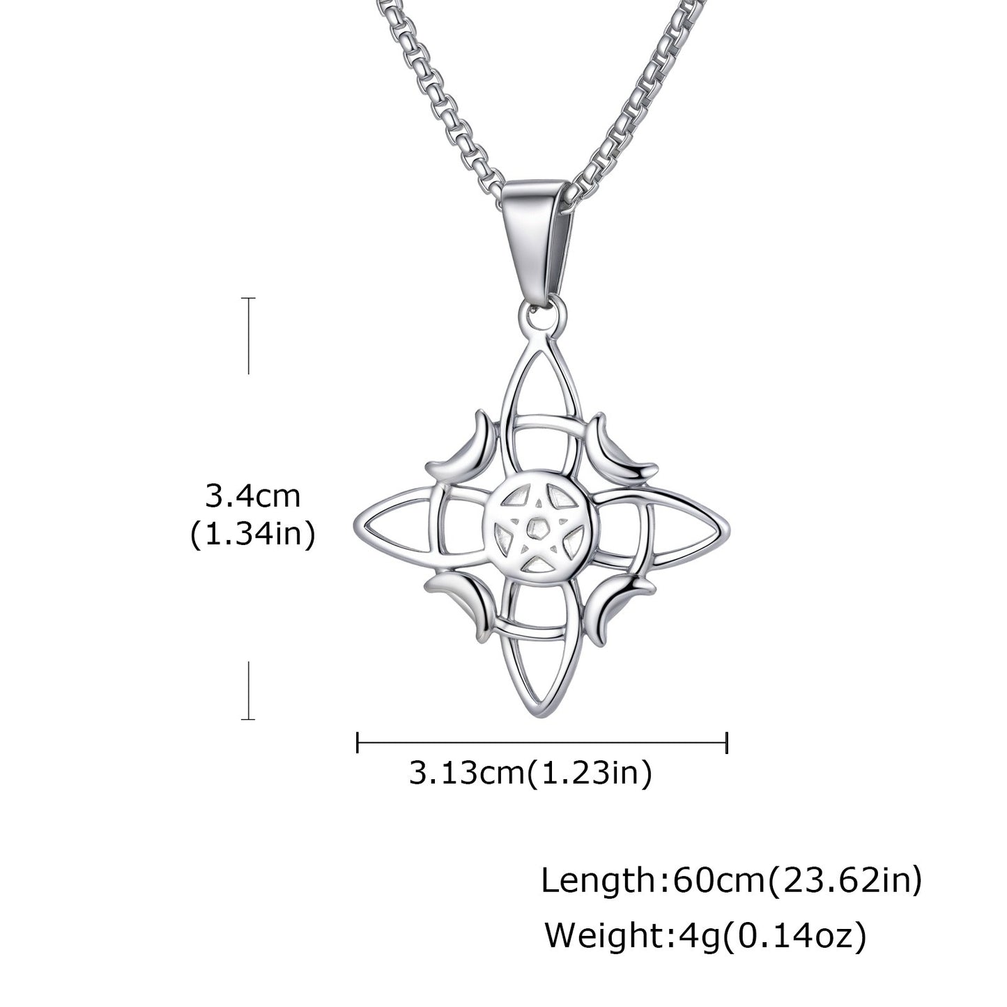 Kemstone Stainless Steel Celtic Knot Star and Moon Pendant Necklace for Men PN-2298
