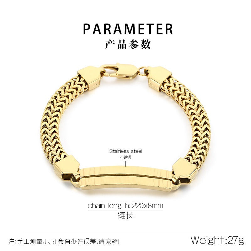 Kemstone Titanium Steel Dragonbone Chain Bracelet for Men – Vintage Bar Clasp Design K-B211234-KFC