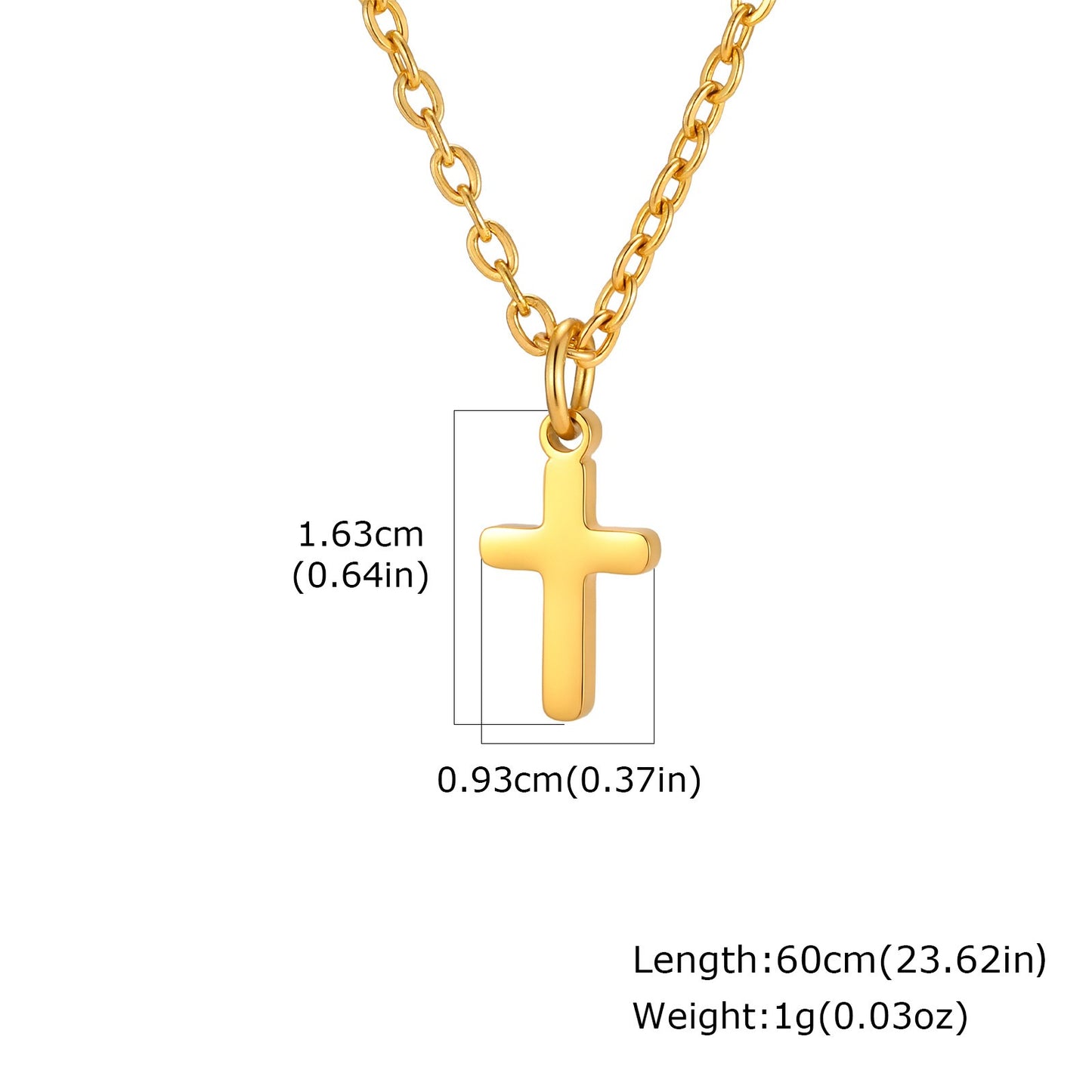 Kemstone Stainless Steel Minimal Cross Pendant Necklace for Men & Women Gold Silver PN-2289