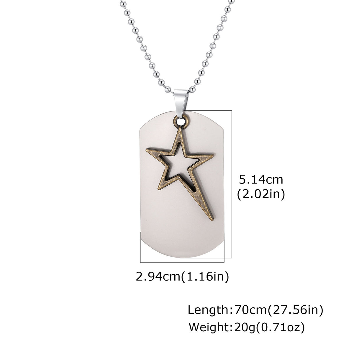 Kemstone Layered Star Pendant Necklace for Men Stainless Steel Open Star NC-3025