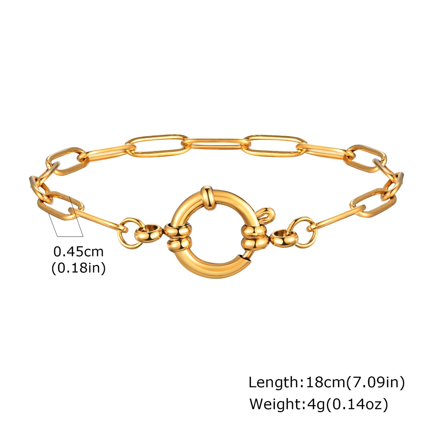 Elegante pulsera de cadena cuadrada de acero inoxidable con cierre de burbuja - Joyería minimalista de oro para mujer, ideal para uso diario y regalo BR-2167