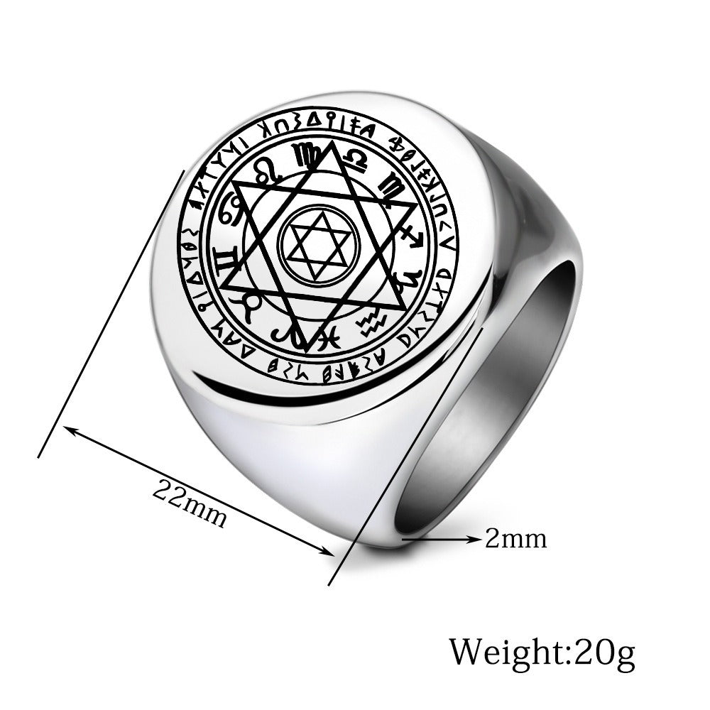 Kemstone Stainless Steel Hexagram Star Signet Ring for Men 22MM K-R1080
