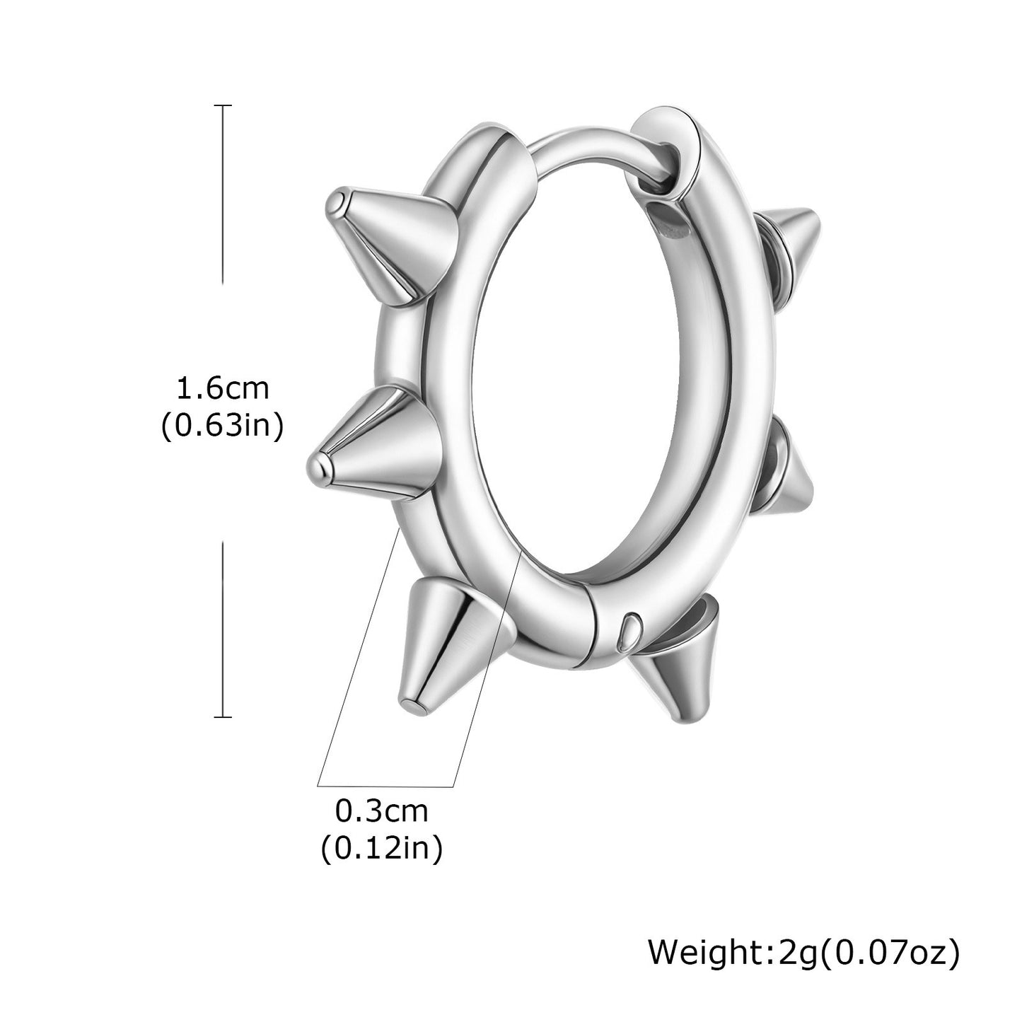 Men’s Titanium Steel Spike Hoop Earring – Punk Street Style EH-751