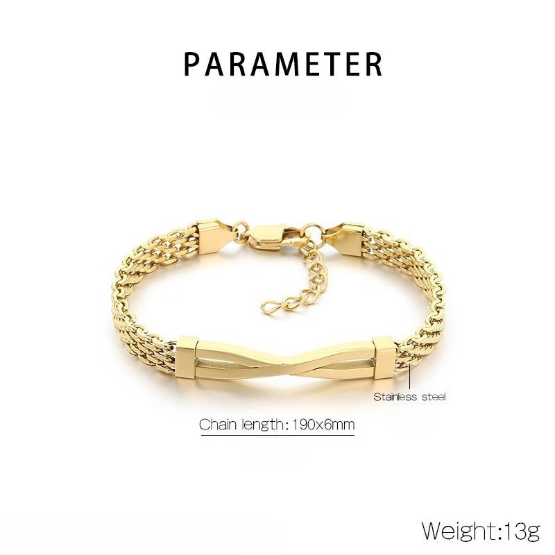 Kemstone Titanium Steel Twisted Bar Bracelet – Minimalist Link Chain for Men KB212529-KFC