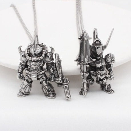 Kemstone Robot Pendant Necklace Stainless Steel Armored Mech Figure Mini for Men P1347