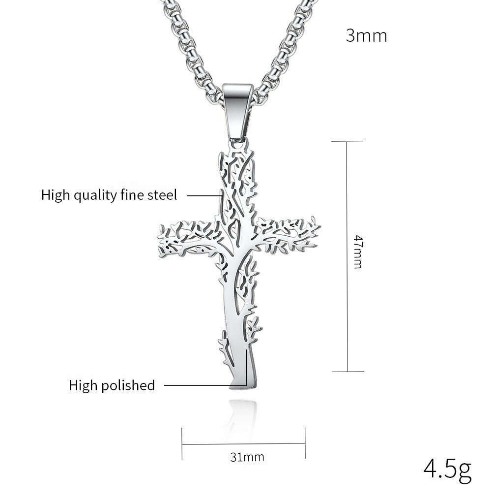 Kemstone Tree of Life Cross Pendant Necklace for Men K-PT411