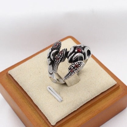 Kemstone Scorpion Titanium Steel Ring for Men – Red Cubic Zirconia R1761