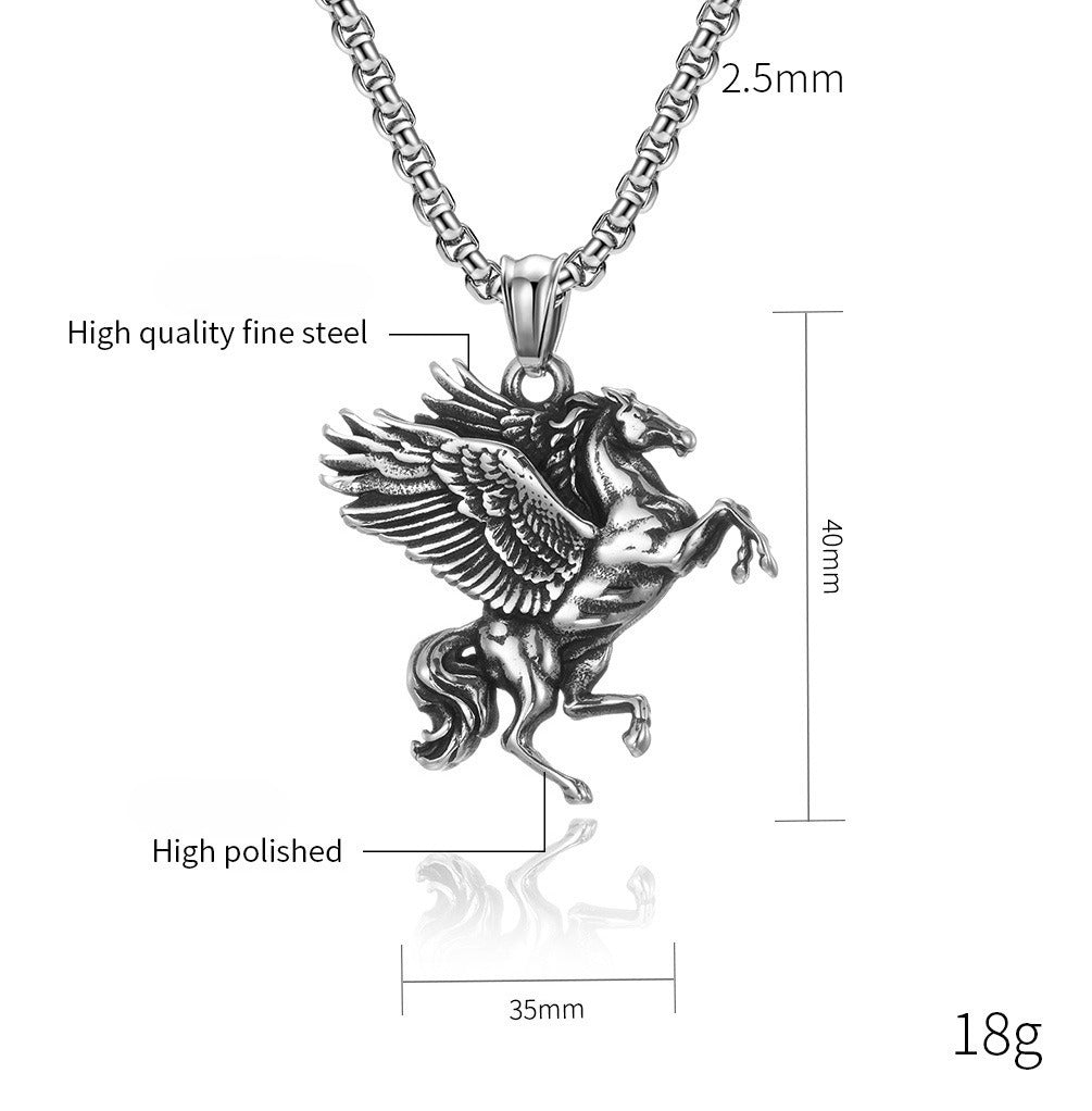 Kemstone Pegasus Pendant Necklace for Men Stainless Steel K-PT398