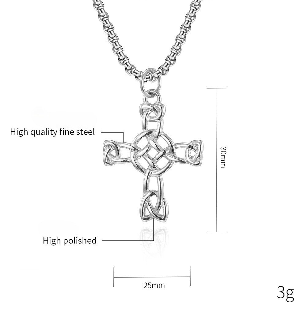 Kemstone Celtic Knot Cross Pendant Necklace for Men Stainless Steel Interwoven Detail K-PT416