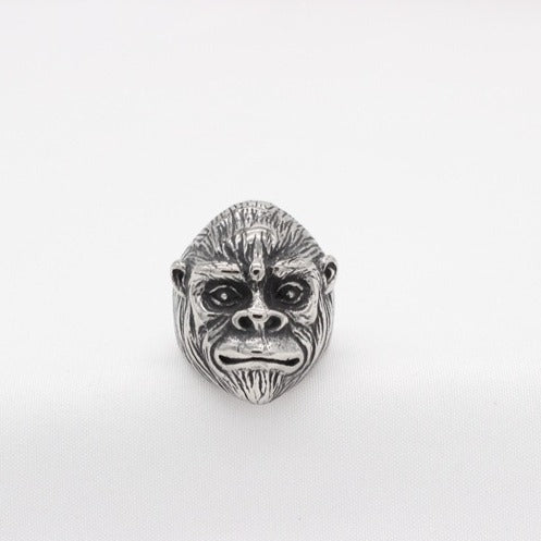 Kemstone Vintage Gorilla Titanium Steel Ring for Men – Sculpted Animal Head Design R1741