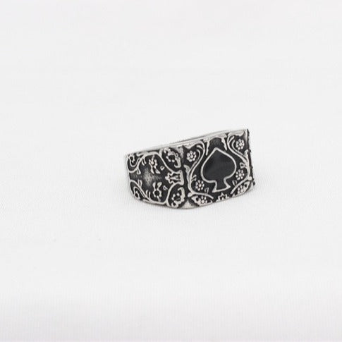 Kemstone Spade Ring for Men Titanium Steel Floral Scroll R1708