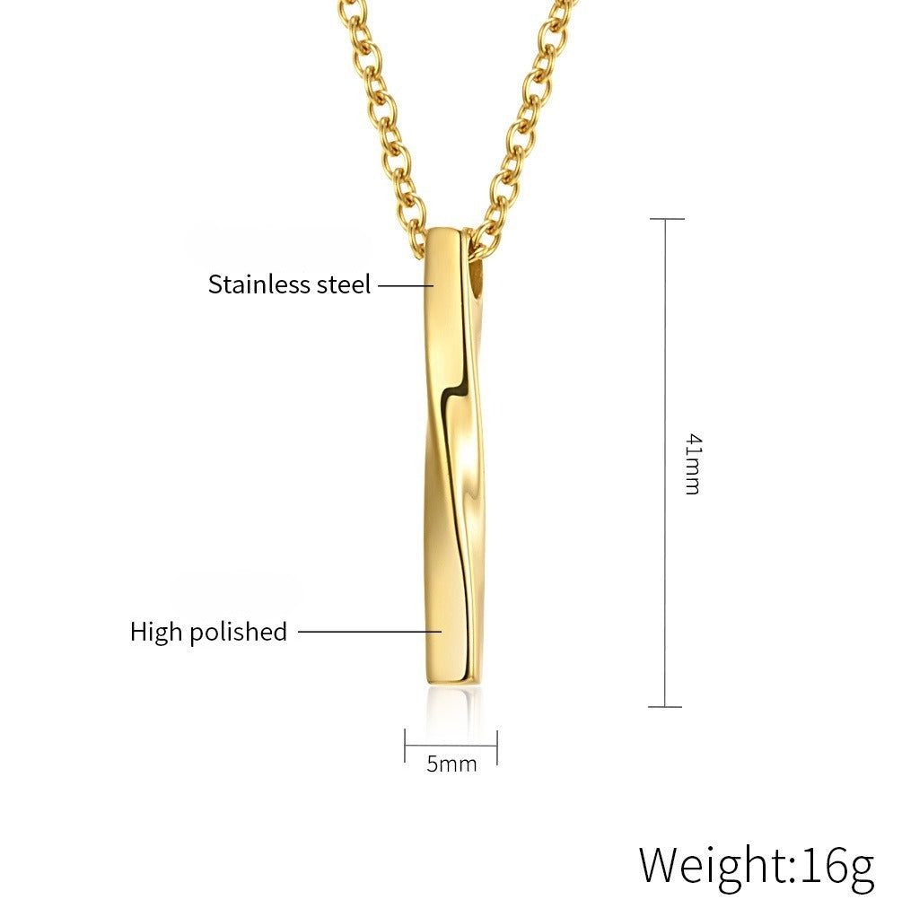 Kemstone Stainless Steel Twisted Bar Pendant Necklace for Men Women K-PT284