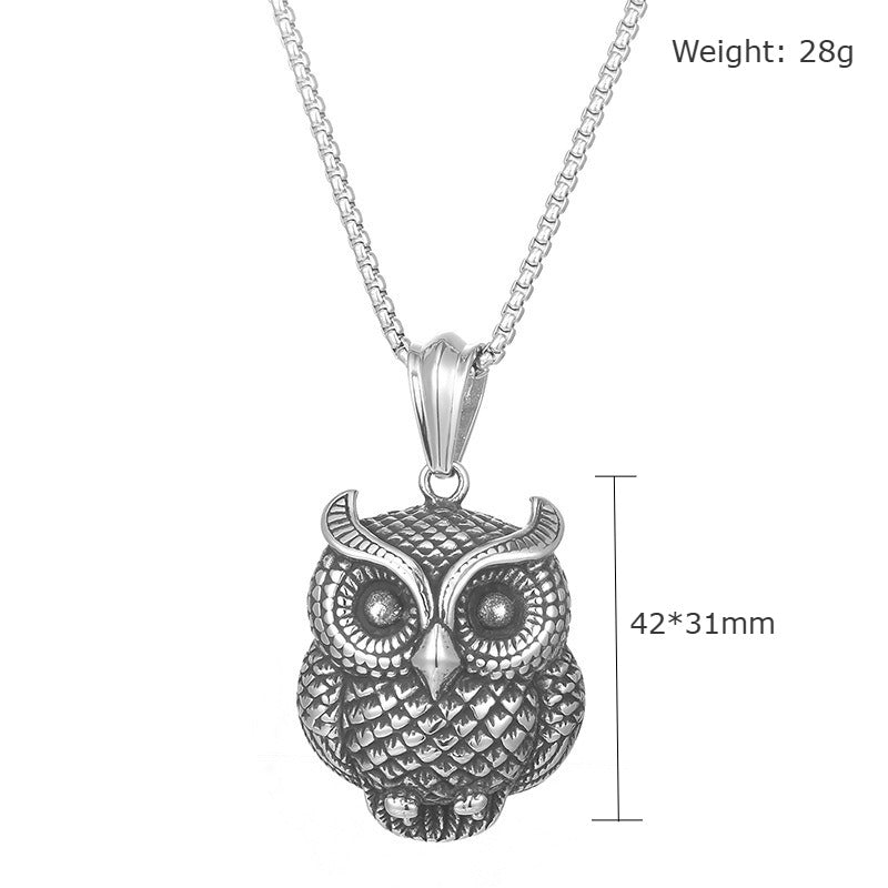 Kemstone Titanium Steel Owl Pendant Necklace for Men  KP119294-KJX