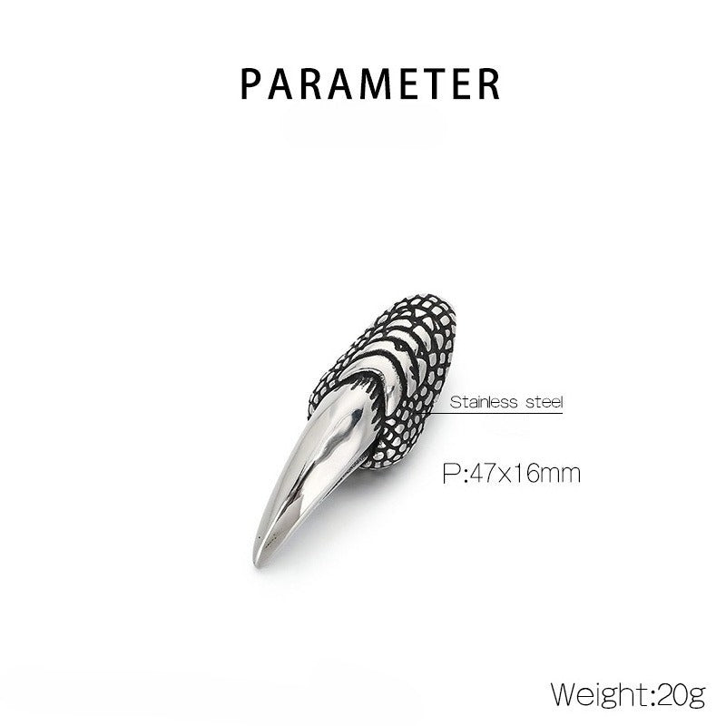 Kemstone Wolf Tooth Pendant Necklace Titanium Steel Eagle Claw Design for Men Silver 60cm KP117057-LU