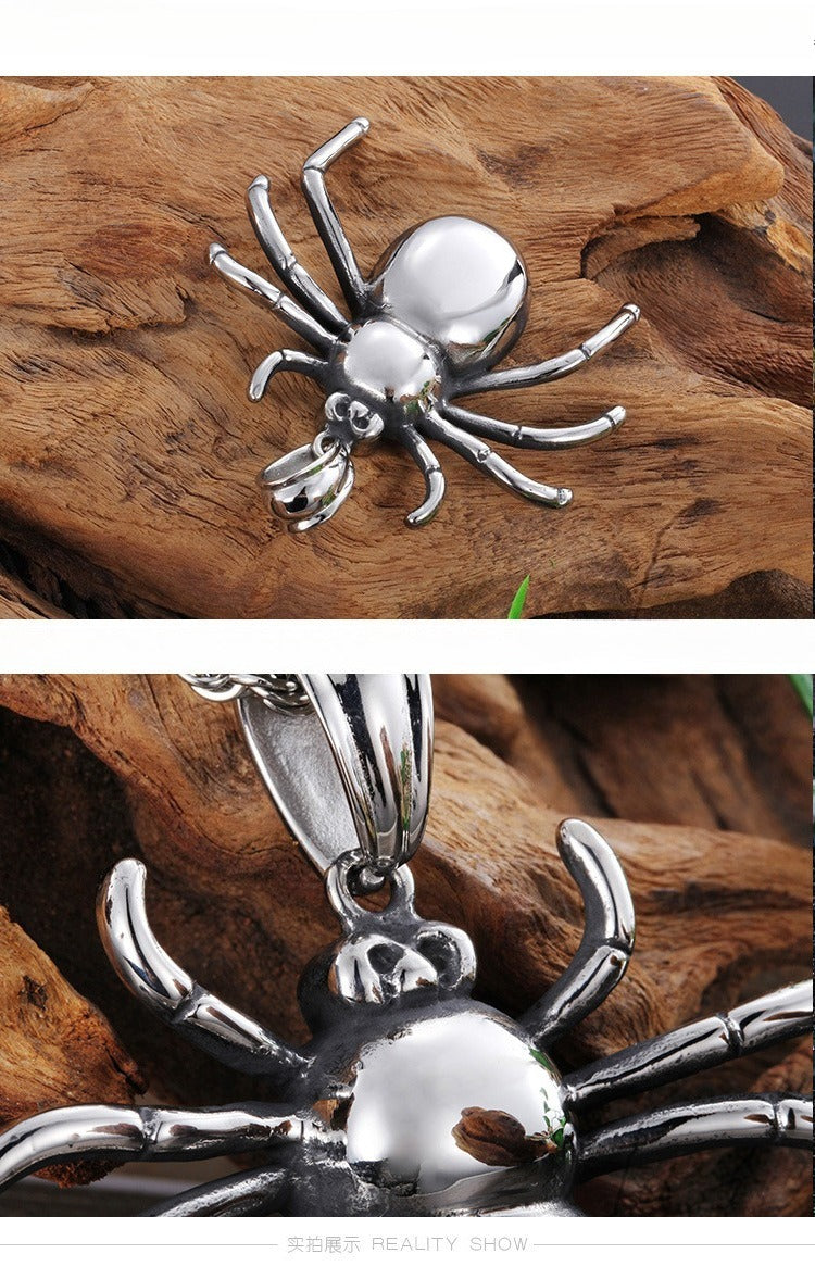Kemstone Titanium Steel Spider Necklace for Men KP42080-BD