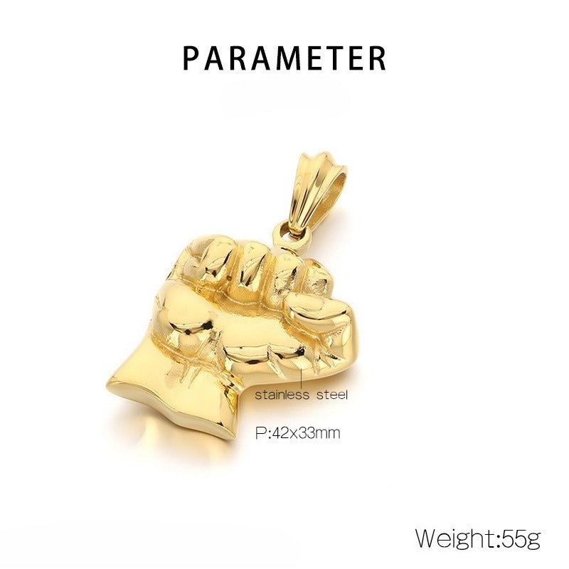 Kemstone Men’s Titanium Steel Fist Pendant Necklace – Hip Hop Power Symbol Jewelry KP116521-KJX