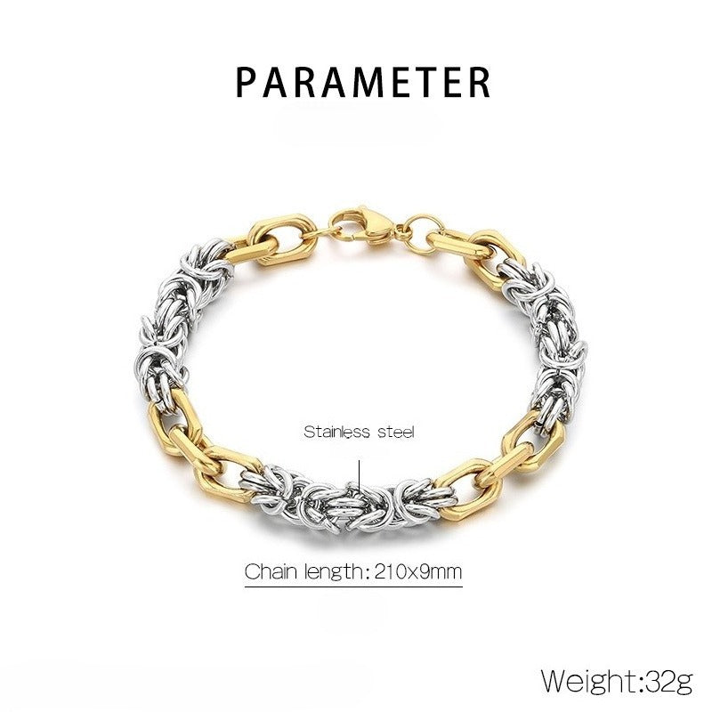 Kemston Braided Bracelet for Men Titanium Steel Handmade Chain Hip Hop Wristband KB186475-Z