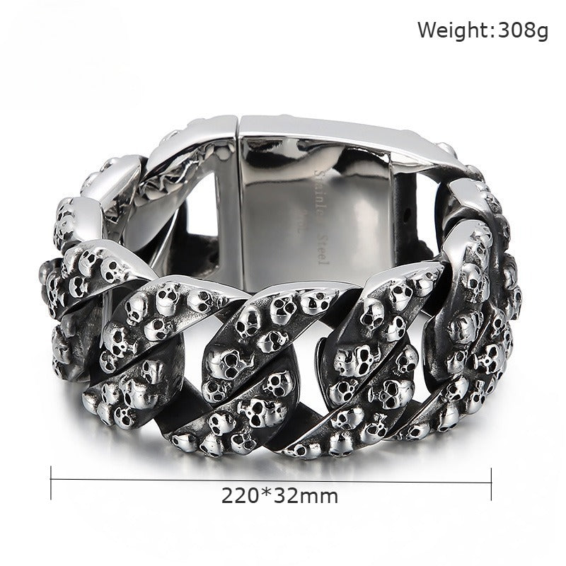 Kemstone Titanium Steel Skull Chain Bracelet for Men Punk Style KB149862-KJX