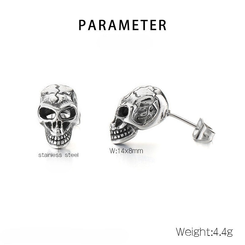 Kemstone Men’s Stainless Steel Skull Stud Earrings – Gothic Punk Style KE117706-KJX