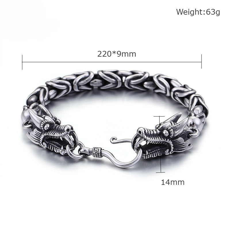 Kemstone Titanium Steel Dragon Head Hook Bracelet for Men KB76472-BD