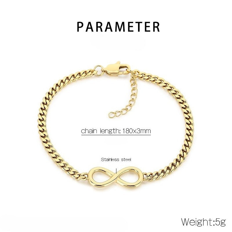 Kemstone Stainless Steel Infinity Symbol Bracelet for Men & Women Minimalist Chain KB211227-KFC