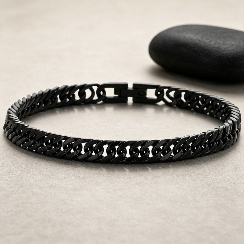 Kemstone Titanium Steel Double Curb Chain Bracelet for Men KB186683-Z