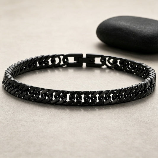 Kemstone Titanium Steel Double Curb Chain Bracelet for Men KB186683-Z
