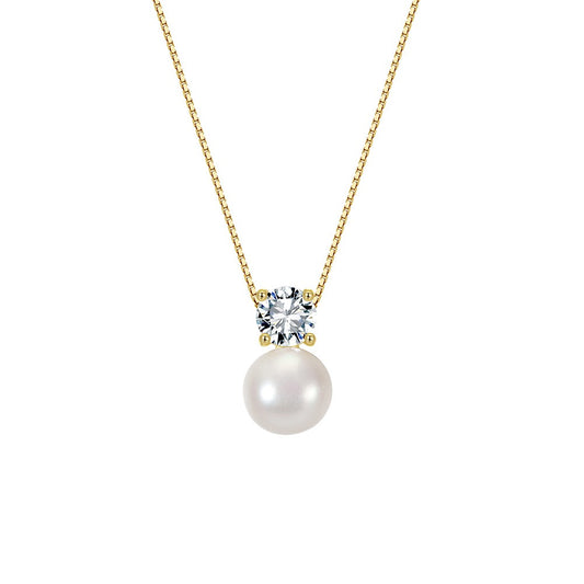 Kemstone Freshwater Pearl Pendant Necklace in 925 Sterling Silver, Gold Silver – GPN102