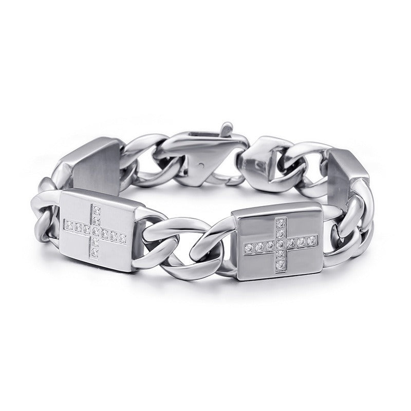 Kemstone Cross Link Bracelet for Men Titanium Steel Chunky Chain KB102750-BD