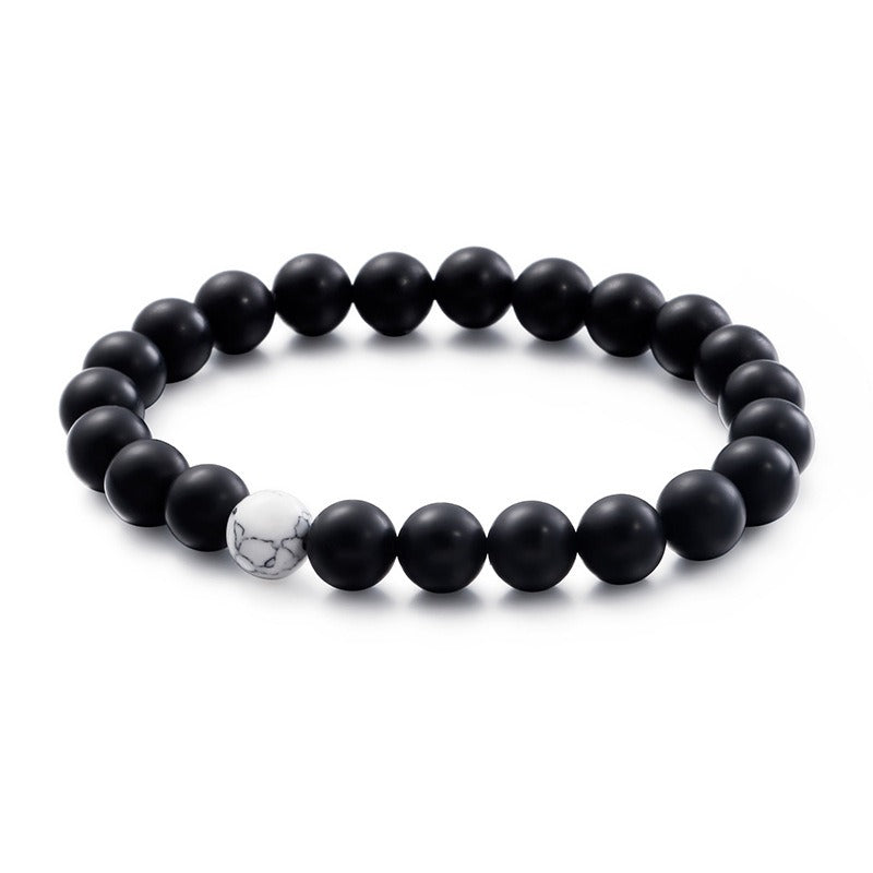 Kemstone Black Agate & Turquoise Couple Bracelets – Adjustable Handmade Stone Jewelry for Men & Women KB109644
