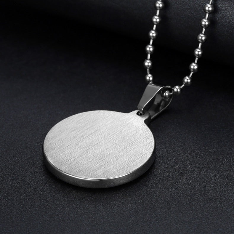 Kemston Stainless Steel Sun Pendant Necklace for Men Flame Rays TN0182