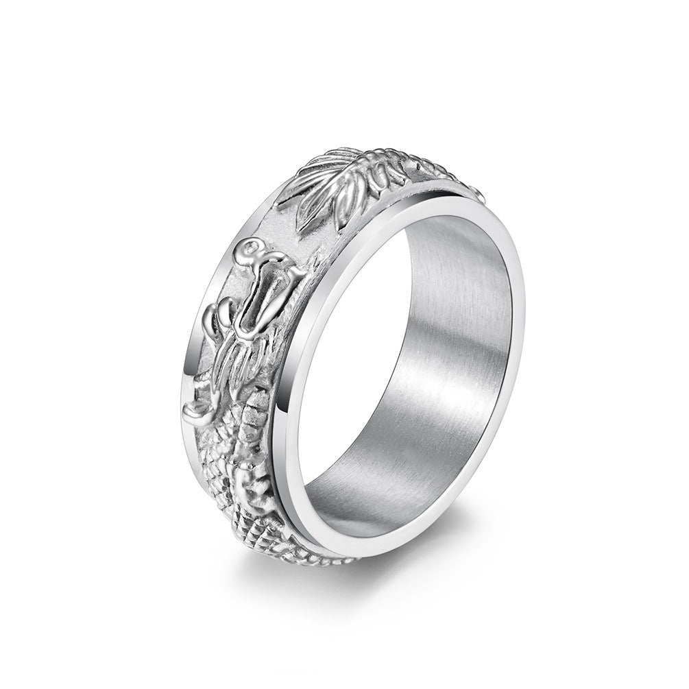 Kemstone Dragon Spinner Band for Men Stainless Steel Rotating Vintage K-R434