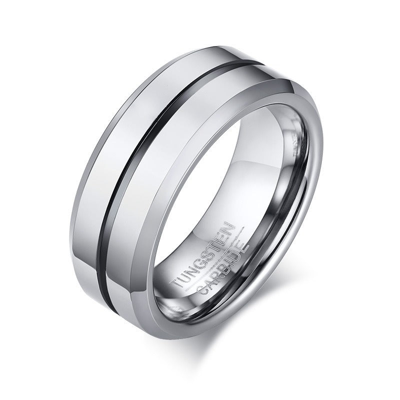 Kemstone 8mm Rugged Tungsten Steel Bottle Opener Ring - Durable Men's Fashion Accessory for Casual & Gifting TCR-039