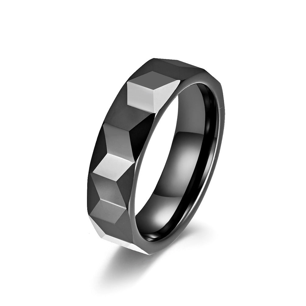 Kemstone Ceramic Ring – Faceted Geometric Design Jewelry for Men & Women K-R448