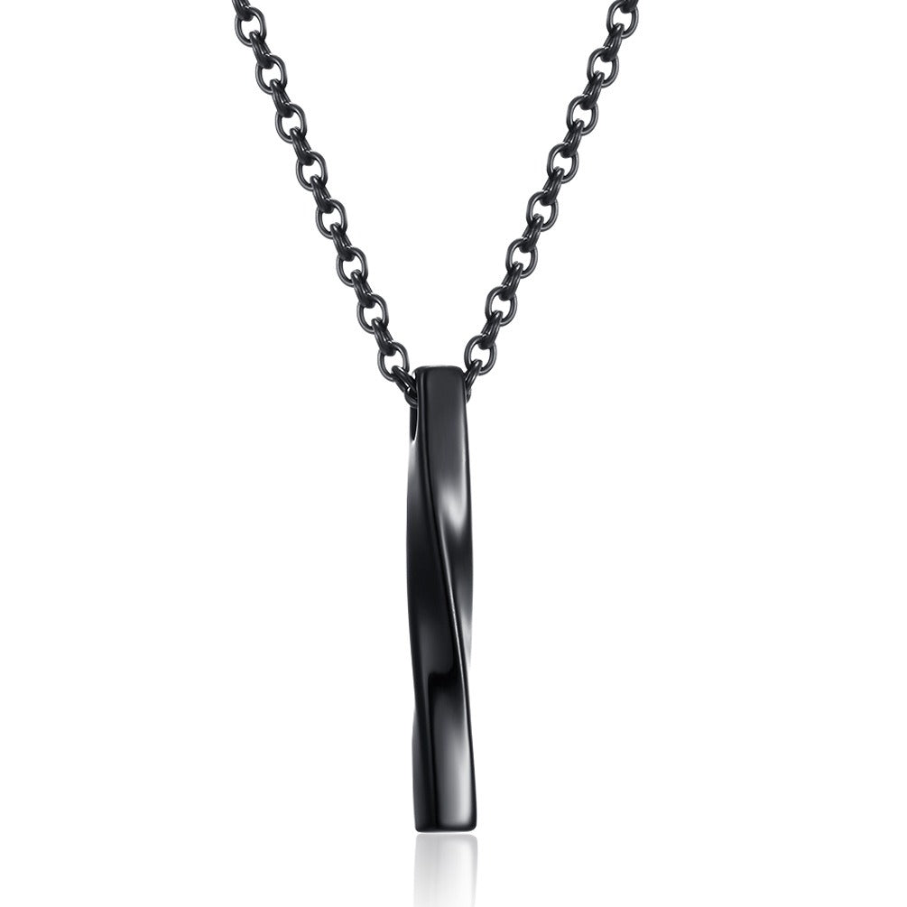 Kemstone Stainless Steel Twisted Bar Pendant Necklace for Men Women K-PT284