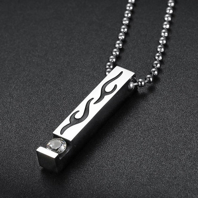 Kemstone Flame Bar Necklace for Men & Women Stainless Steel TN0137