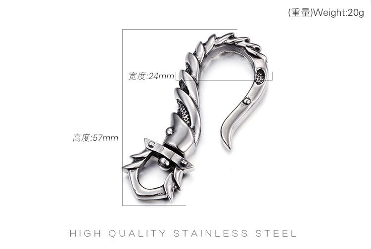 Kemstone Fishhook Pendant Necklace – Rustic Titanium Steel Maritime Symbol for Men KP47066-BD