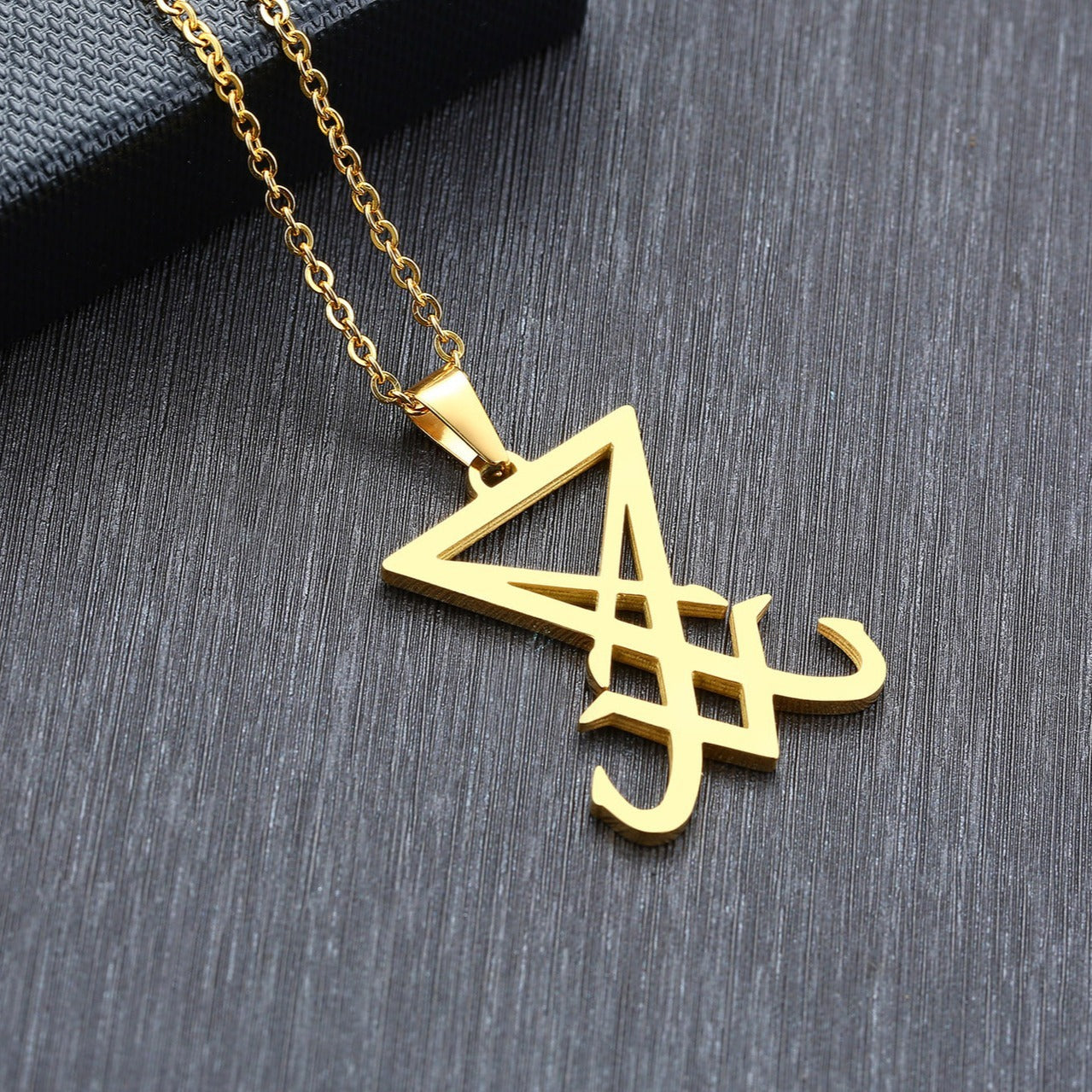 Kemstone Geometric Triangle Pendant Necklace for Men Stainless Steel Vertical Minimal Design