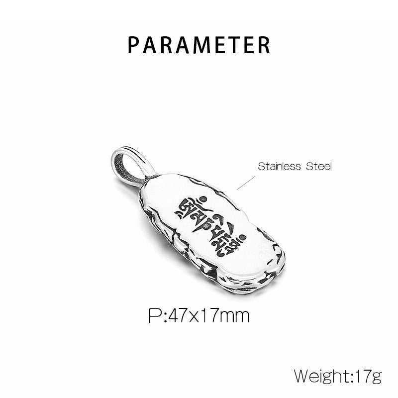 Kemstone Titanium Steel Men’s Pendant Necklace – Gothic Carved Motifs KP94612