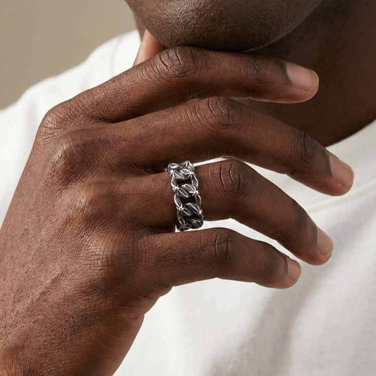 Kemstone Stainless Steel Woven Chain Ring for Men RC-1144S