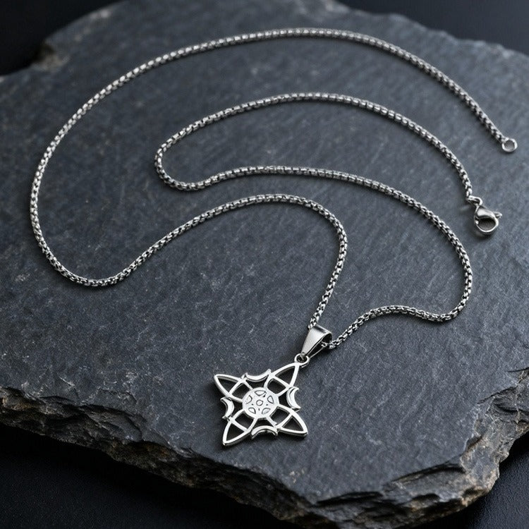 Kemstone Stainless Steel Celtic Knot Star and Moon Pendant Necklace for Men PN-2298