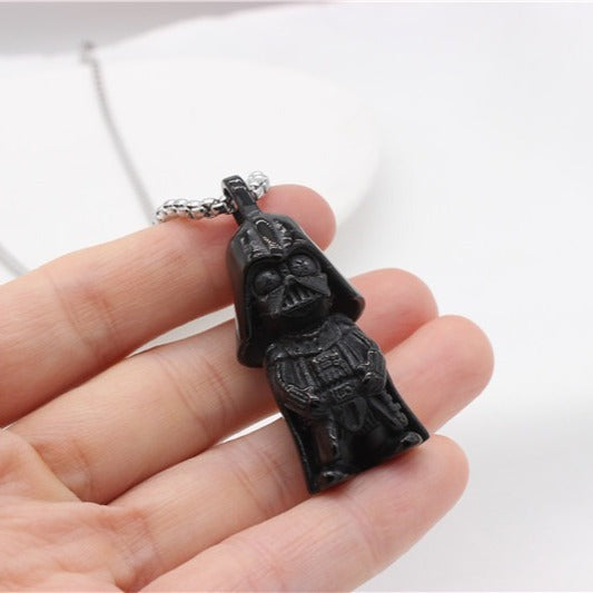 Kemstone Dark Helmet Warrior Pendant Necklace for Men Titanium Steel 3D Sculpted Figure P1346