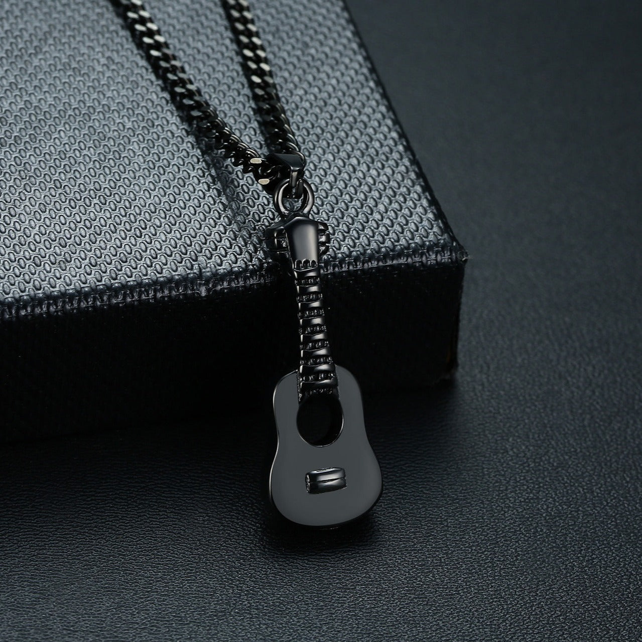 Kemston Guitar Pendant Necklace for Men & Women Titanium Steel Hidden Compartment PN-1128